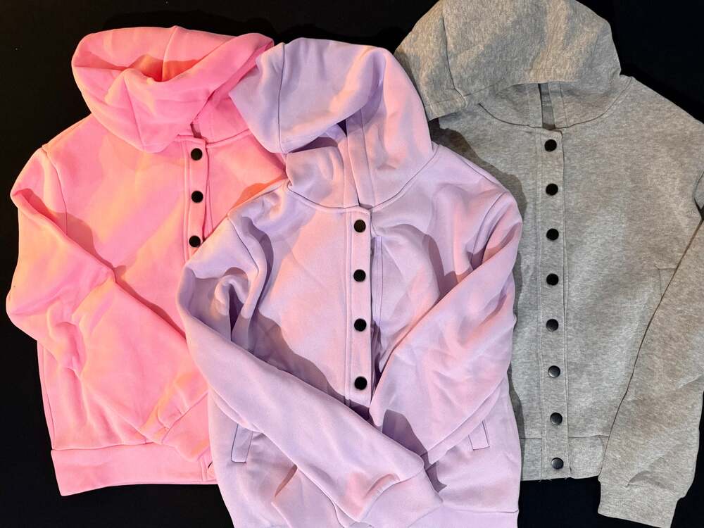 Girls 3 Piece Snap Button Hoodie Bundle Pink Purple Gray Youth L/XL